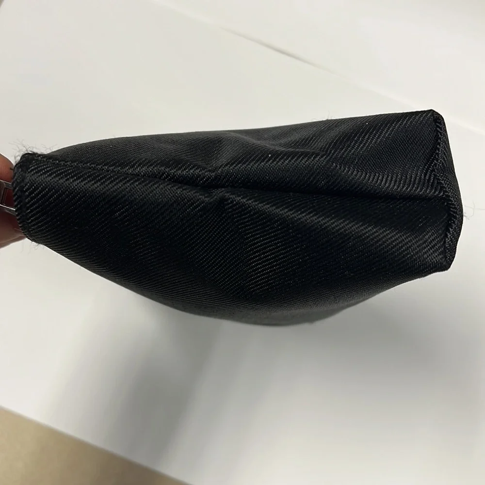 Lanvin Parfums Black Nylon Zip Top Make Up Clutch Pouch